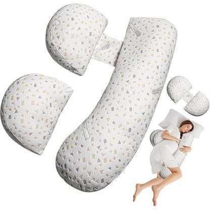 Adjustable Maternity Cushion for Full Body Support - Lumbar, Back, Hips, Legs & Belly Relief with Removable Washable Cover