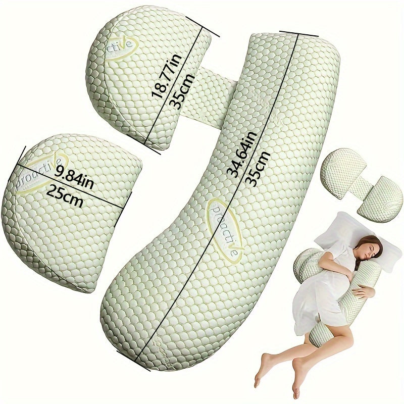 Adjustable Maternity Cushion for Full Body Support - Lumbar, Back, Hips, Legs & Belly Relief with Removable Washable Cover