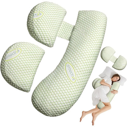 Adjustable Maternity Cushion for Full Body Support - Lumbar, Back, Hips, Legs & Belly Relief with Removable Washable Cover